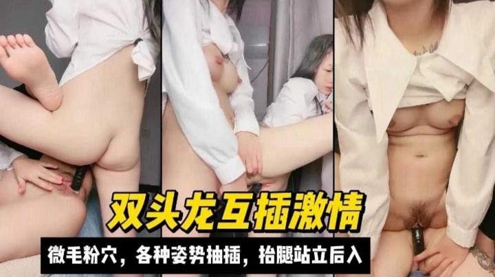 双头龙互插，各种姿势抽插抬腿站立后入